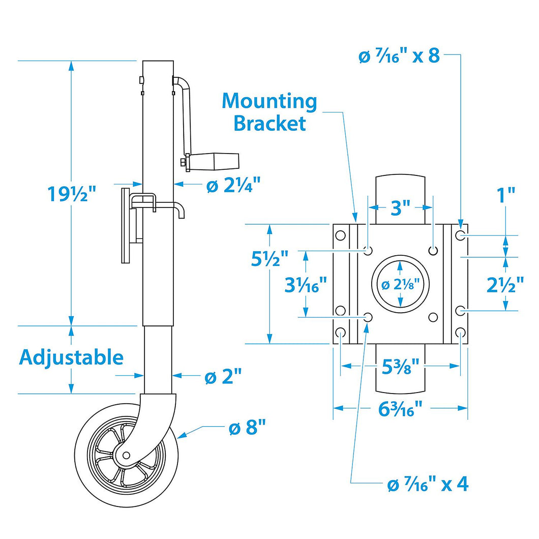 Seachoice Fold Up Trailer Jack, 22-7/8 In., Max Lift 1500 Lbs. Default Title -Modern Boat Sales & Service