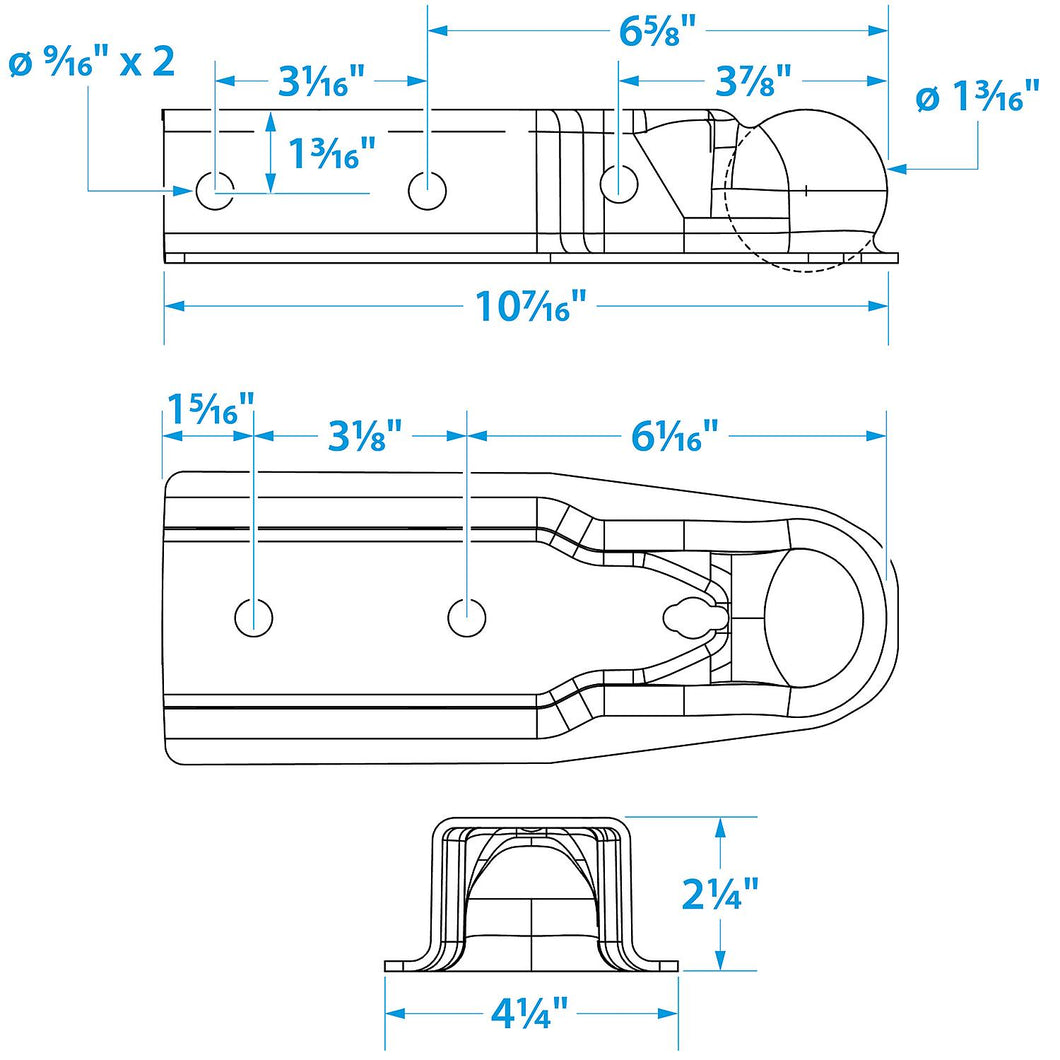 Seachoice Trailer Coupler, 2-1/2 in. Straight Tongue, 2 in. Ball Default Title -Modern Boat Sales & Service