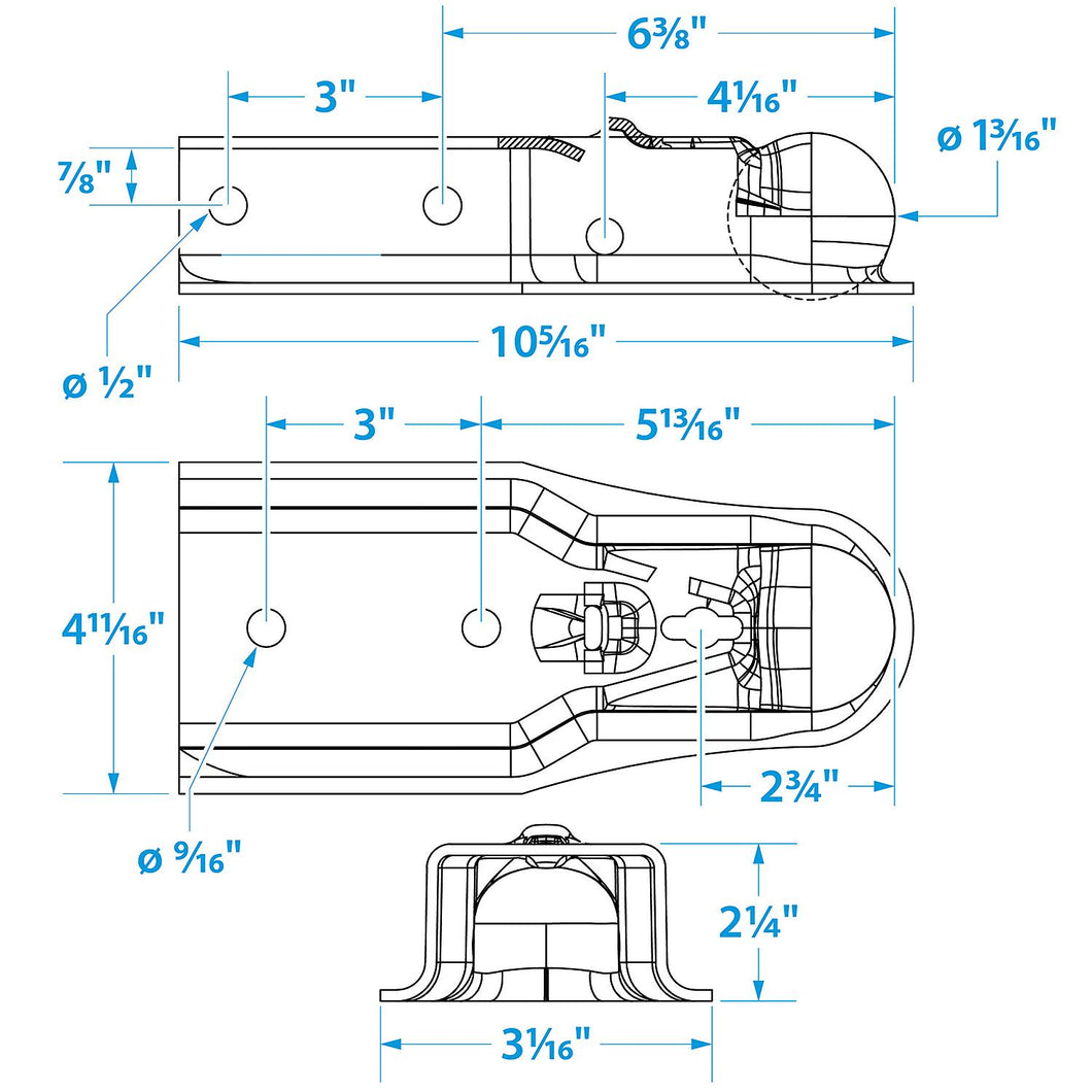 Seachoice Trailer Coupler, 3 in. Straight Tongue, 2 in. Ball Default Title -Modern Boat Sales & Service