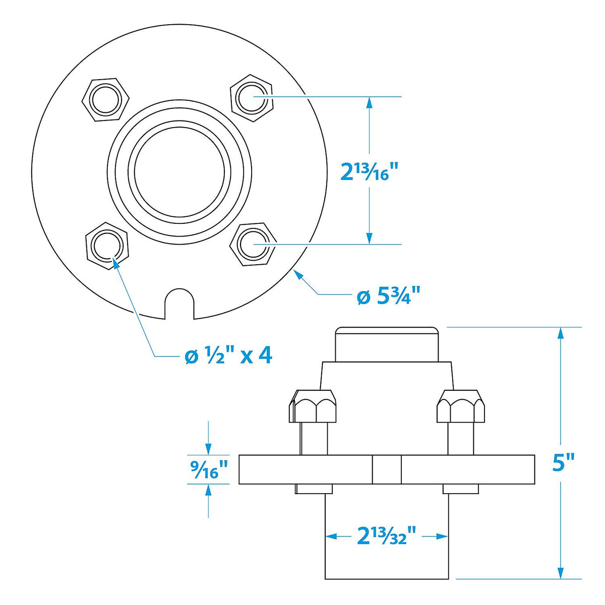 Seachoice 53021 Trailer Wheel Hub, 1 In. Axle, 4 Lug, Galvanized, Pregreased Default Title -Modern Boat Sales & Service