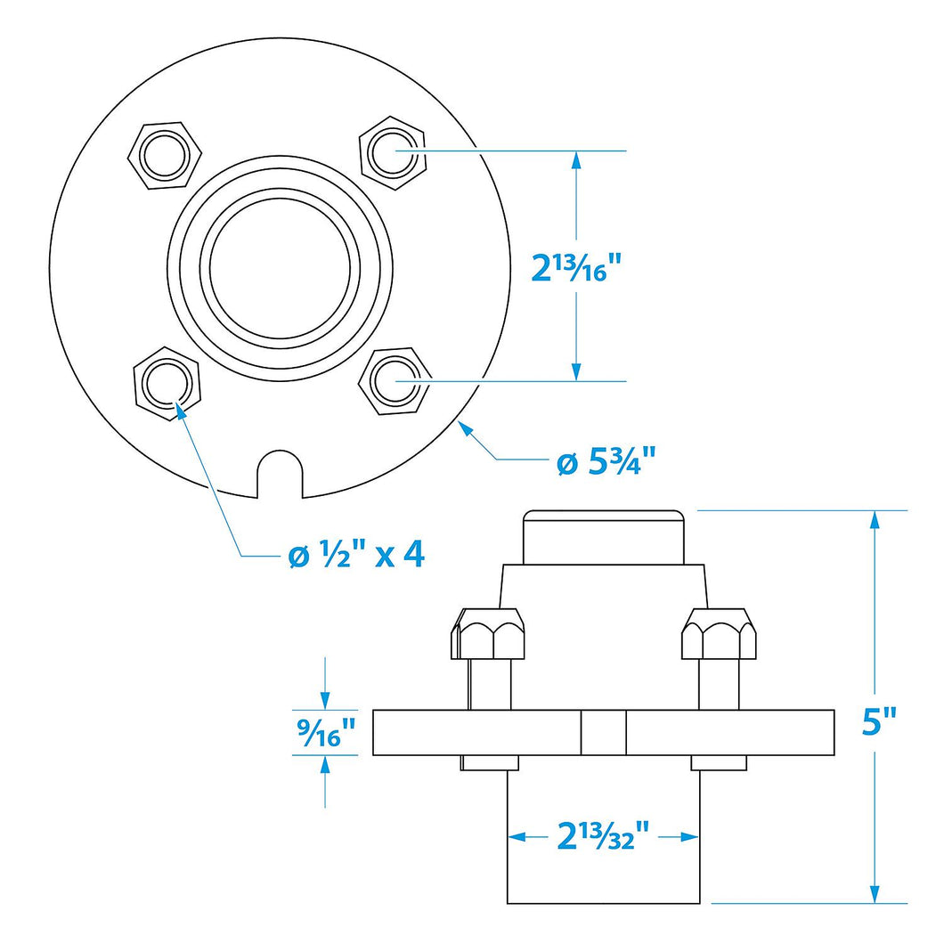 Seachoice 53021 Trailer Wheel Hub, 1 In. Axle, 4 Lug, Galvanized, Pregreased Default Title -Modern Boat Sales & Service