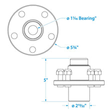 Seachoice 53061 Trailer Wheel Hub, 1.25 in. Axle, 5 Lug, Galvanized, Pregreased Default Title -Modern Boat Sales & Service