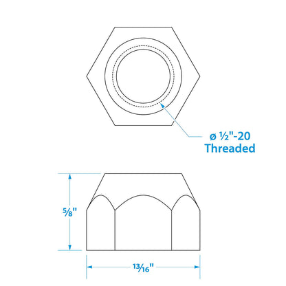 Seachoice Trailer Wheel Lug Nuts, 1/2 in. X 20 Thread, Pack of 5 -Modern Boat Sales & Service