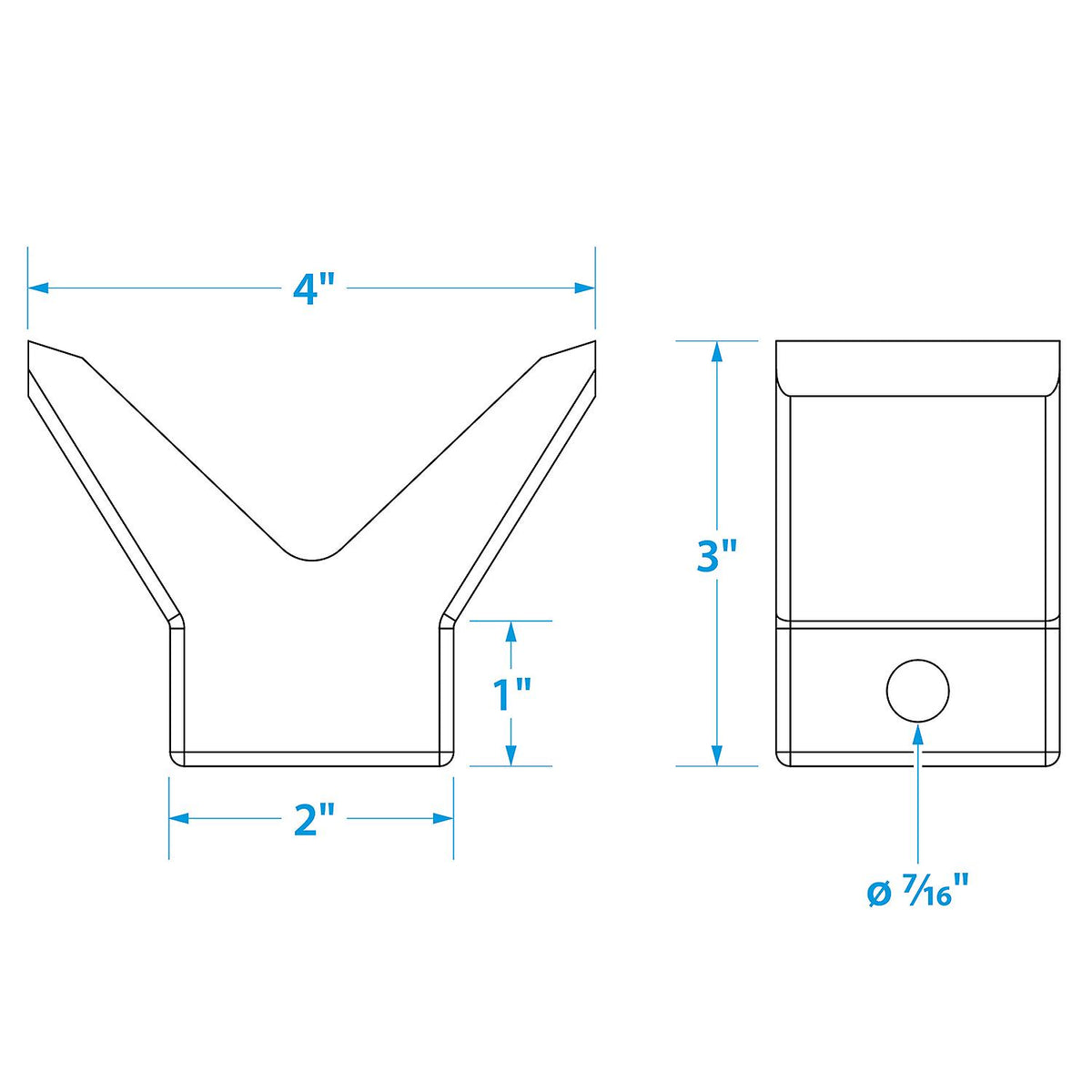 Seachoice Molded Y Bow Stop, Black, Boat Trailer, 2 In. X 2 In. X 3/8 In. -Modern Boat Sales & Service