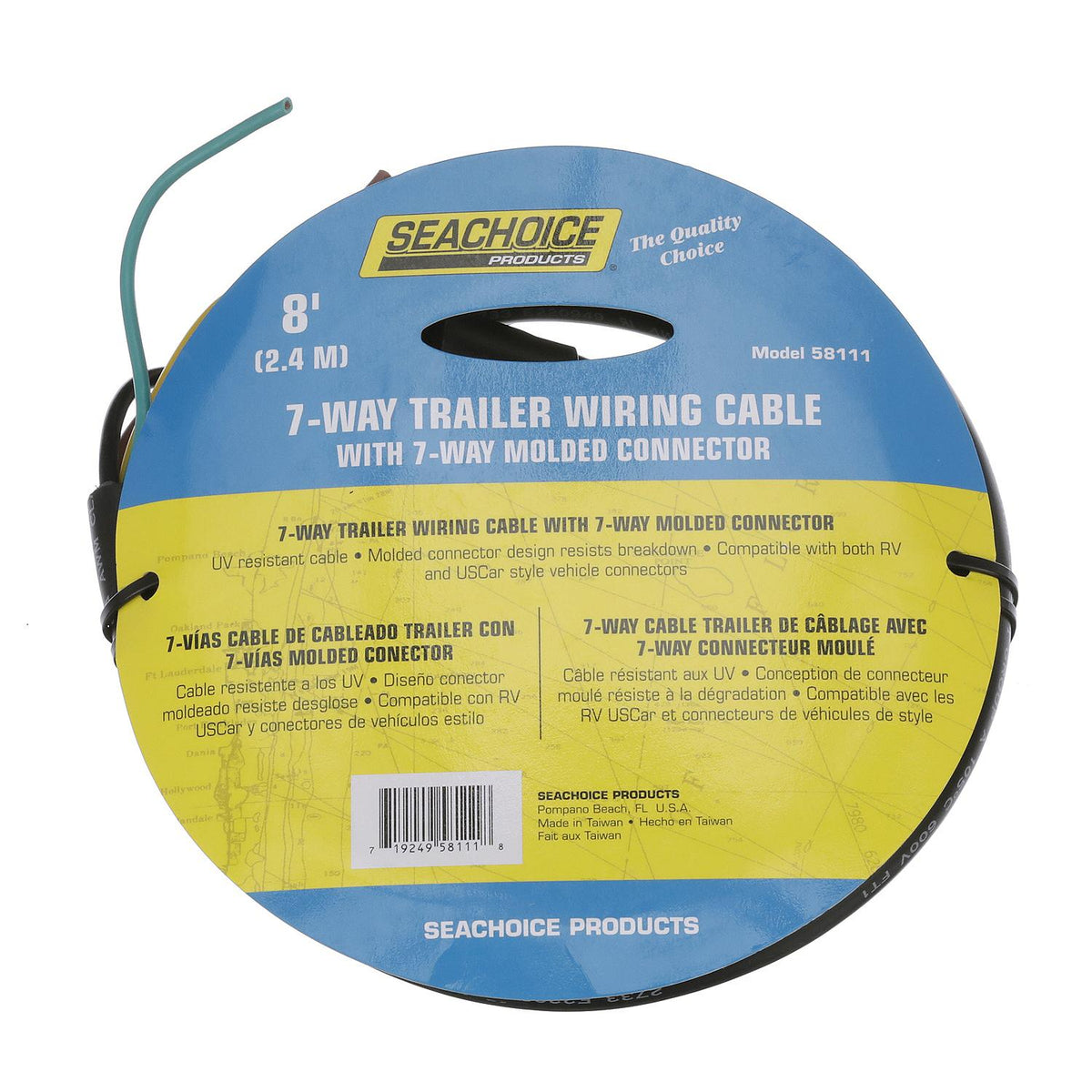 Seachoice 58111 Trailer Molded Connector, 7 Way, 8 Ft. -Modern Boat Sales & Service