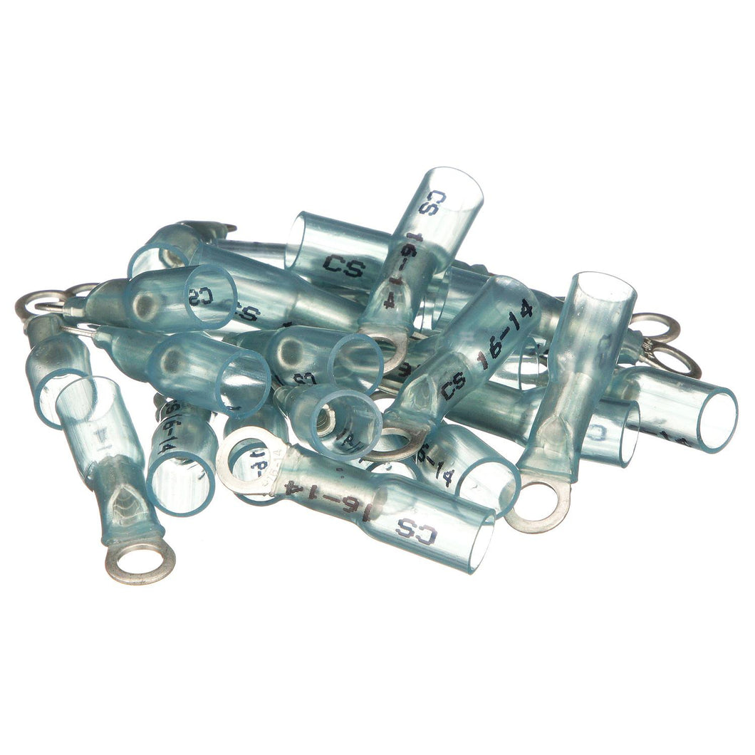 Seachoice Marine Grade Heat-Shrinkable Ring Terminal, Fits #10 Stud, 16-14 Wire Range, Blue, Pack of 25 Default Title -Modern Boat Sales & Service