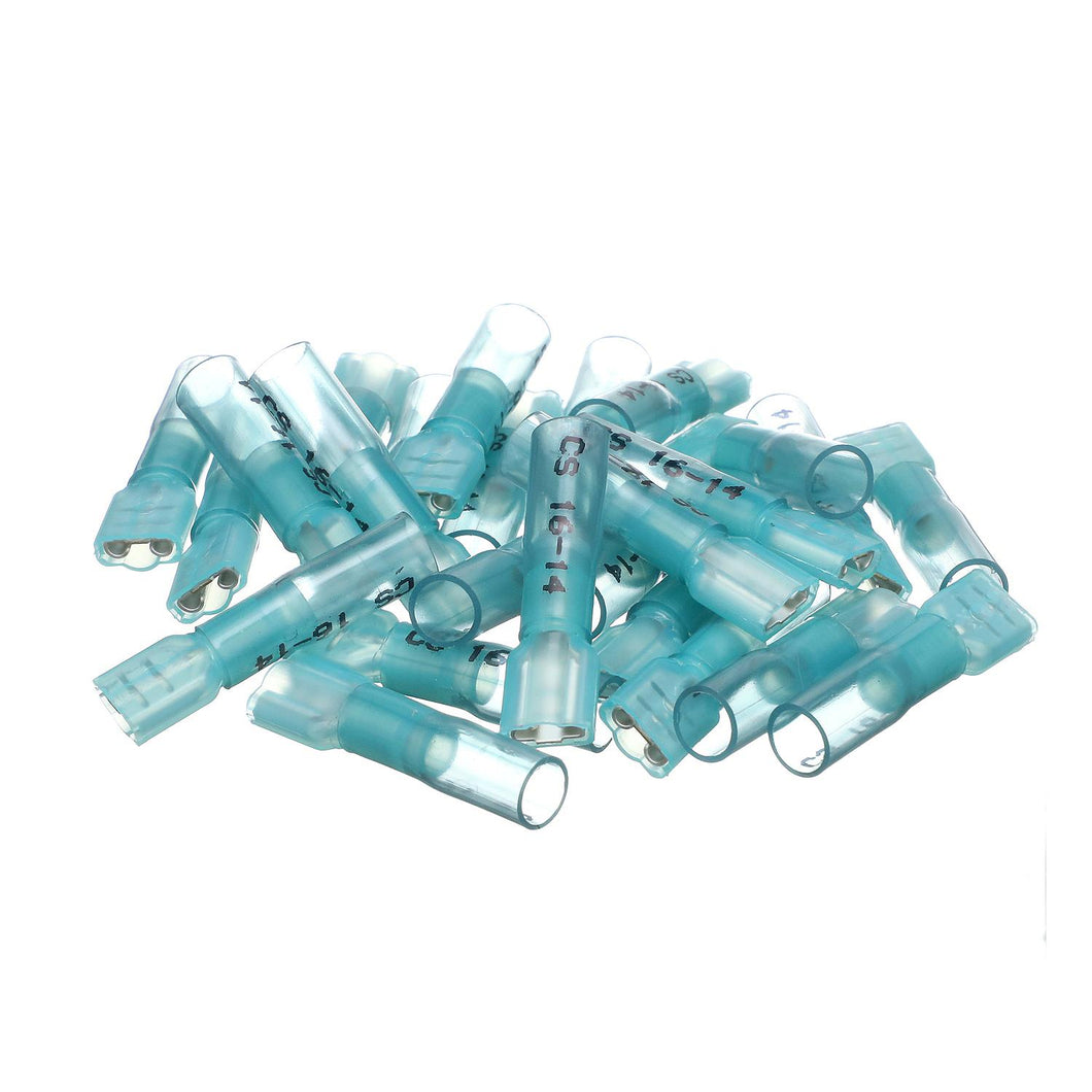 Seachoice 60291 Heat Shrink Insulated Disconnect, Marine Grade Heat-Shrinkable Female Disconnect Terminals, Blue, Pack of 25, 16-14 Wire Range Default Title -Modern Boat Sales & Service