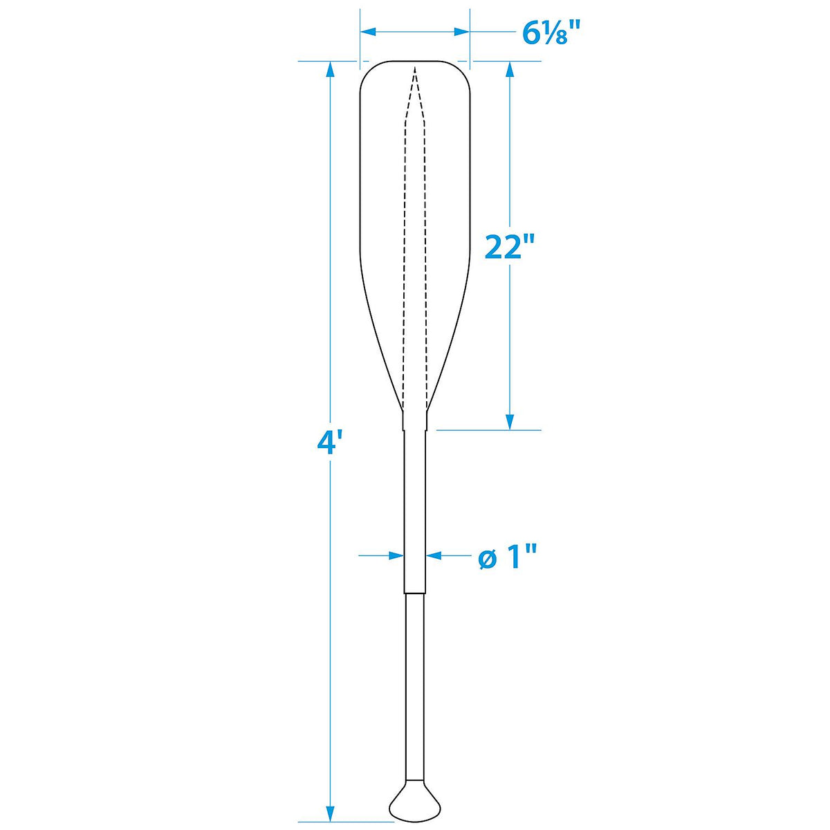 Seachoice 4 Ft. Synthetic Paddle w/ Aluminum Shaft, 1 In. Diameter Shaft, Palm Grip, 22 In. X 6-1/8 In. Blade, Black -Modern Boat Sales & Service