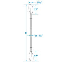 Seachoice 8 Ft. Curved-Blade Kayak Paddle, 2-Piece 1-1/8 in. Diameter Anodized Aluminum Shaft, 17 in. X 7-3/8 in. Blades -Modern Boat Sales & Service