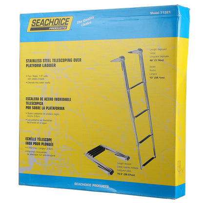 Seachoice 71321 Top Mount Telescoping Ladder for Universal Swim Platform, Stainless Steel Tubing, 4 Step, Ladder Only -Modern Boat Sales & Service