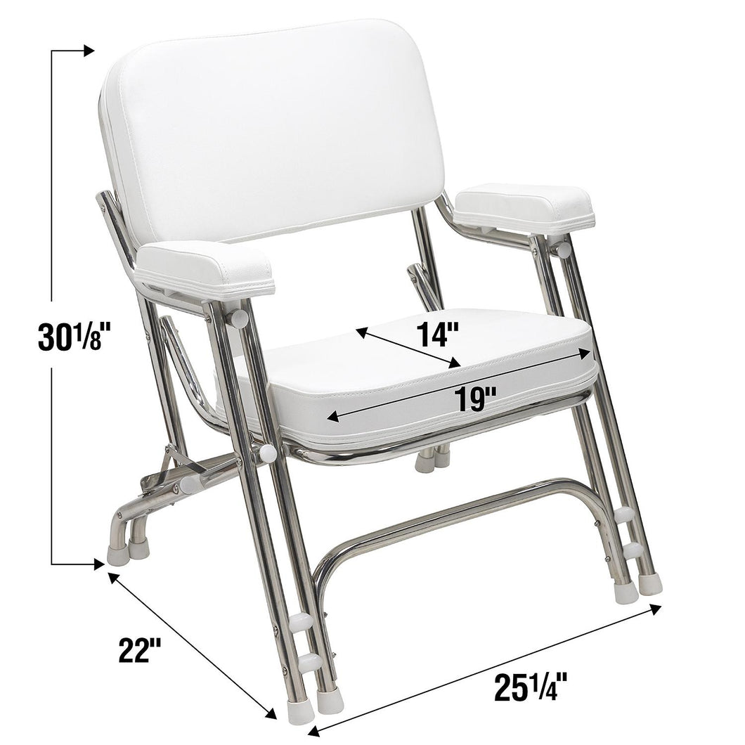 Seachoice 78503 Folding Deck Chair, Aluminum, White Default Title -Modern Boat Sales & Service