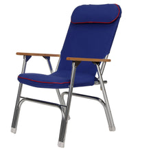 Seachoice High-Back Canvas Folding Chair, Blue w/ Red Trim, Folds For Easy Storage Default Title -Modern Boat Sales & Service