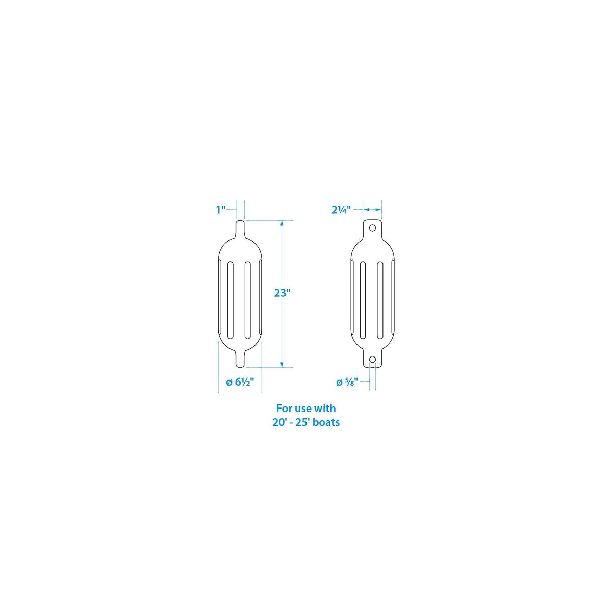 Seachoice Twin Eye Ribbed Fender Kit, Includes a Pair of MFP Fender Lines, Black, 6-1/2 In. X 23 In. Default Title -Modern Boat Sales & Service