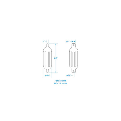 Seachoice Twin Eye Ribbed Fender Kit, Includes a Pair of MFP Fender Lines, Black, 6-1/2 In. X 23 In. Default Title -Modern Boat Sales & Service