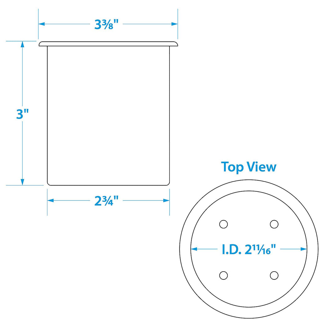 Seachoice Plastic Recessed Drink Holder, 3 in Dia. Hole, Black Default Title -Modern Boat Sales & Service