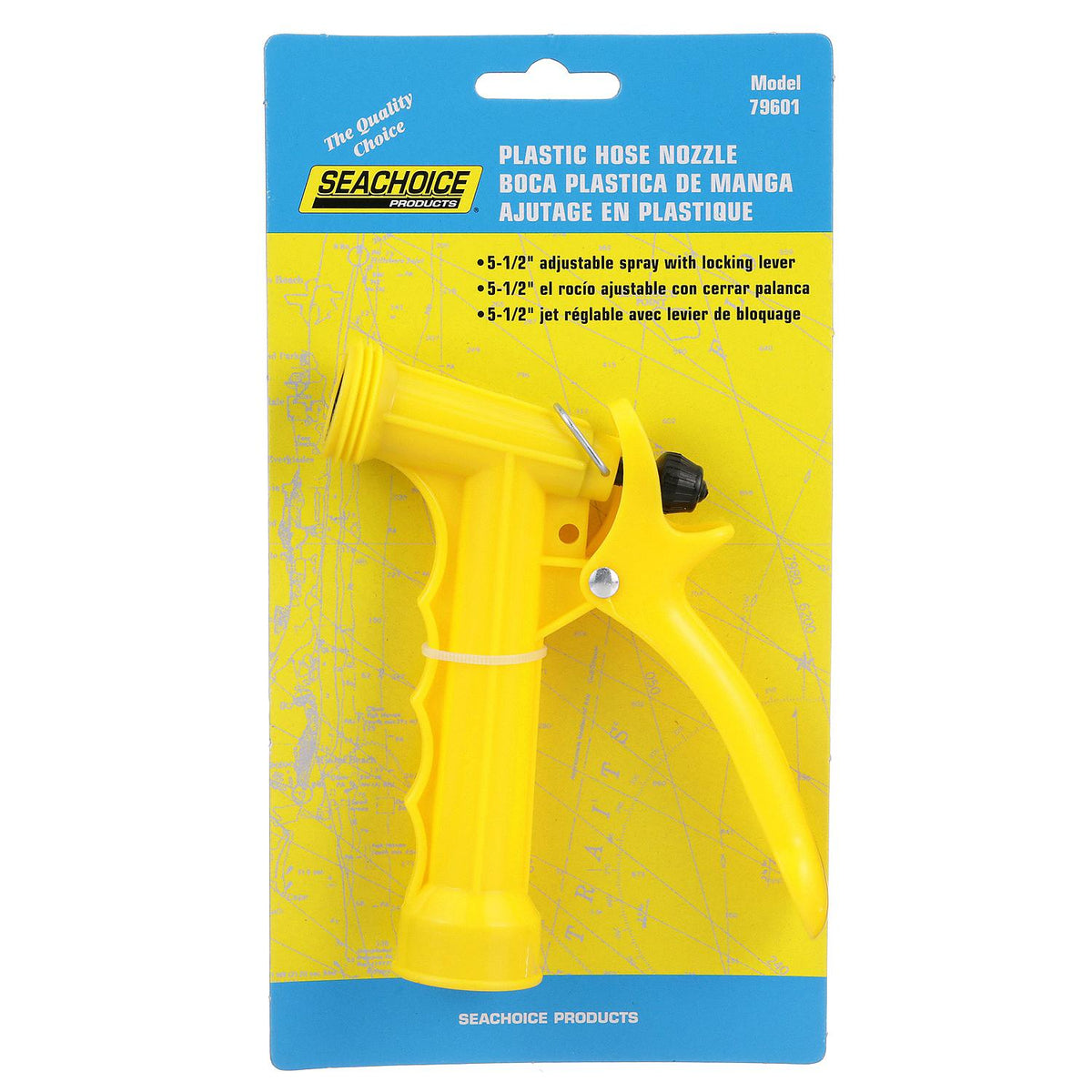 Seachoice 79601 Plastic Hose Nozzle w/ Locking Spray Lever and Stainless Steel Return Spring, Yellow, 5-1/2 In. -Modern Boat Sales & Service