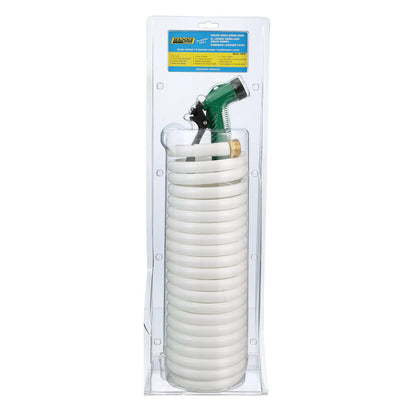 Seachoice Coiled Washdown Hose w/ Sprayer and Brass Fittings, 25 Ft., White Default Title -Modern Boat Sales & Service