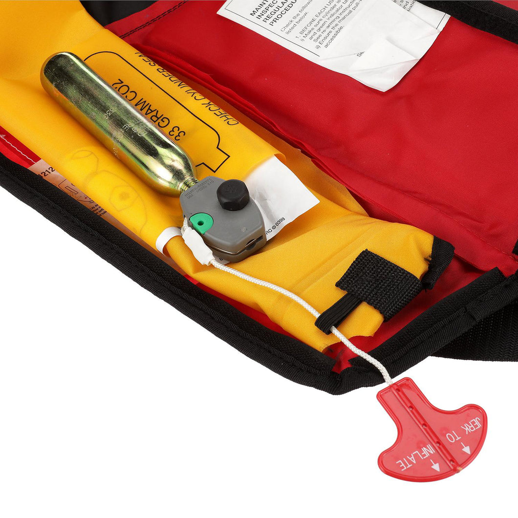 Seachoice Inflatable Personal Flotation Device (PFD), Low-Profile Life Vest, USCG Approved Type V, Adult Size, Red/Black Default Title -Modern Boat Sales & Service