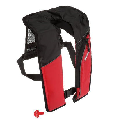 Seachoice Inflatable Personal Flotation Device (PFD), Low-Profile Life Vest, USCG Approved Type V, Adult Size, Red/Black -Modern Boat Sales & Service