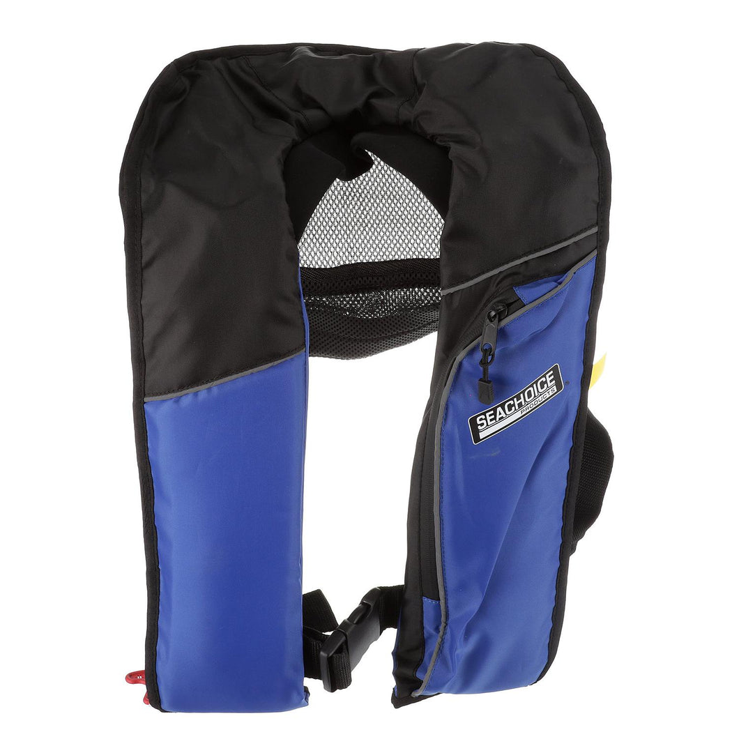 Seachoice Inflatable Personal Flotation Device (PFD), Low-Profile Life Vest, USCG Approved Type V, Adult Size, Blue/Black Default Title -Modern Boat Sales & Service