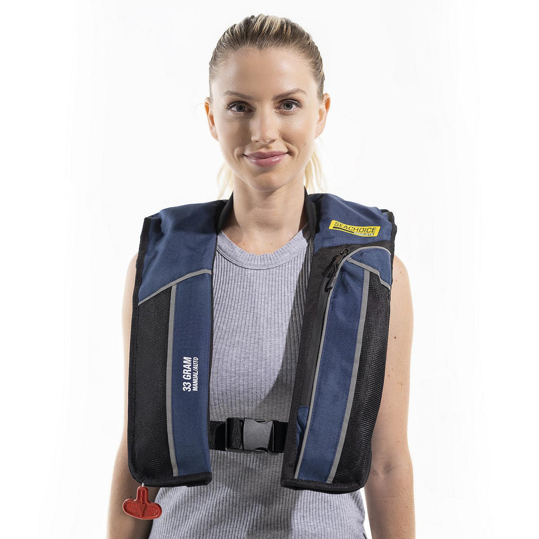 Seachoice 85863 Type V Premium Rip-Stop Inflatable PFD â€“ Adult Universal, Blue Default Title -Modern Boat Sales & Service