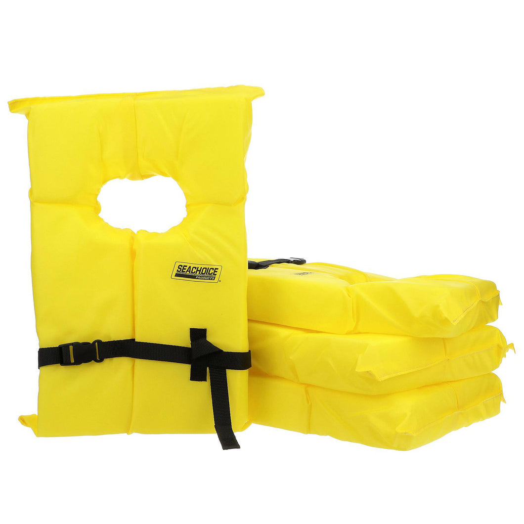 Seachoice Life Vest, Type II Personal Flotation Device, Yellow, Adult, 4-Pack w/ Bag Default Title -Modern Boat Sales & Service