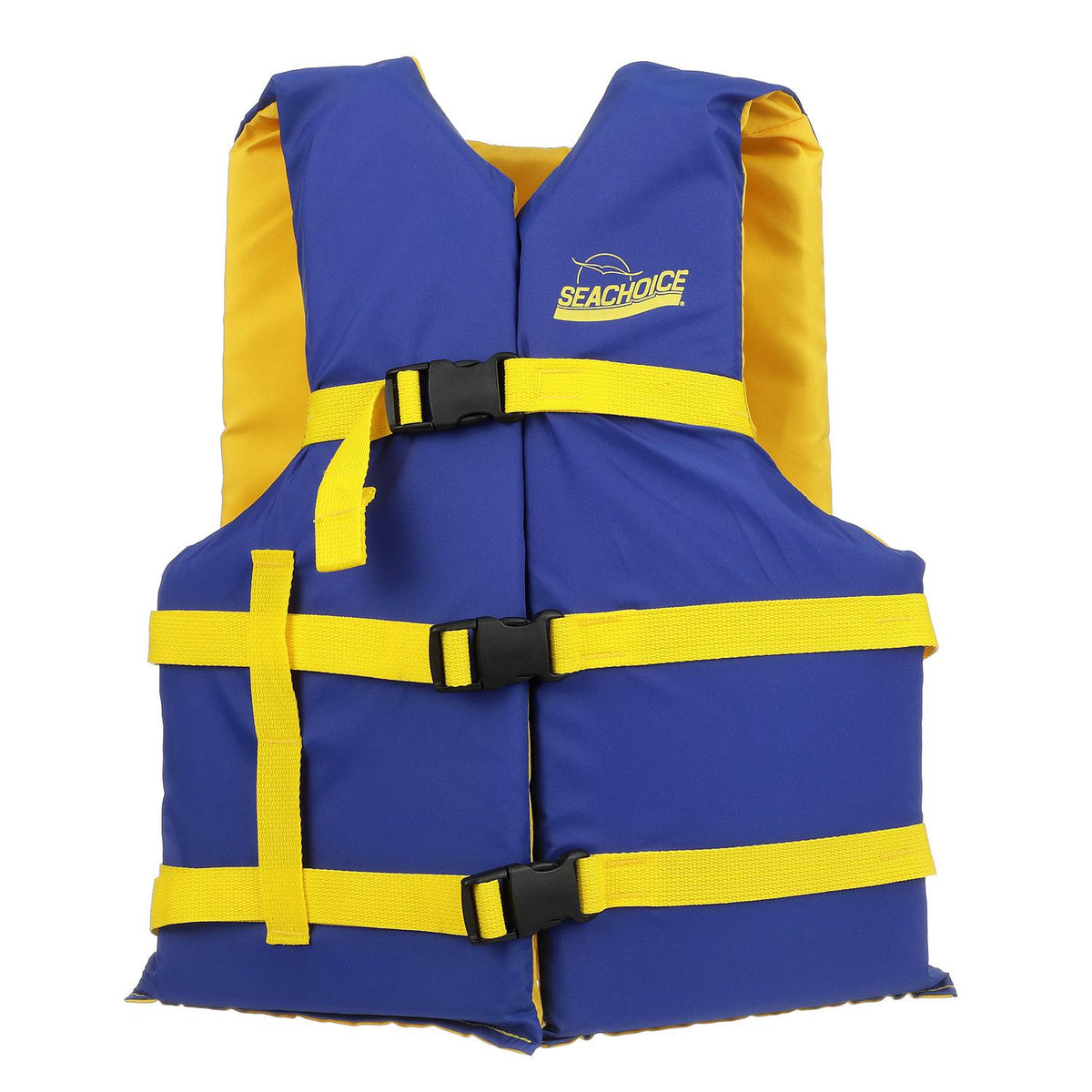 Seachoice Level 70 Life Jacket, Adjustable Boat Vest, Blue/Yellow, Universal Adult, Over 90 Lbs. -Modern Boat Sales & Service