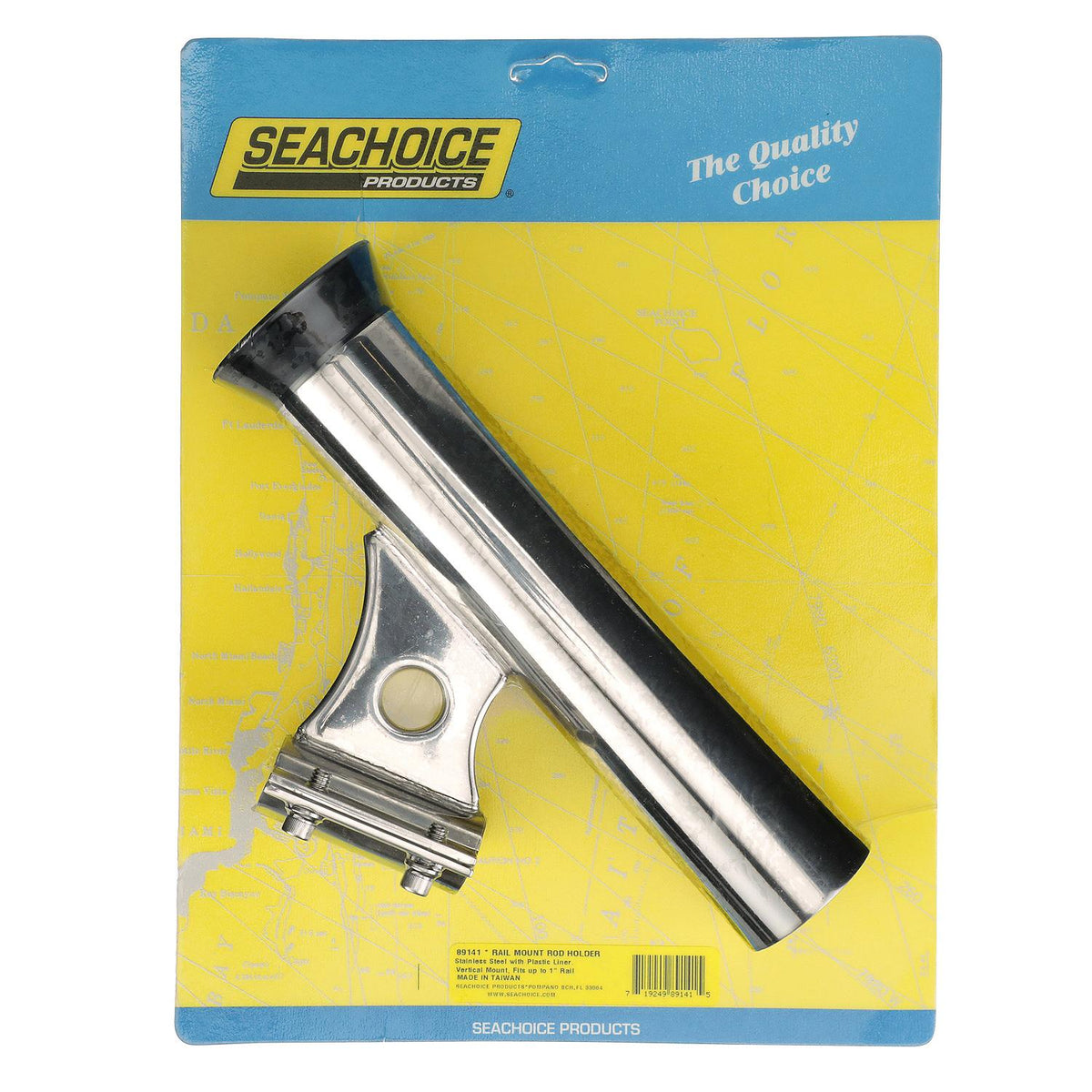Seachoice Rail Mount Fishing Rod Holder, Mounts Vertically, Stainless Steel -Modern Boat Sales & Service