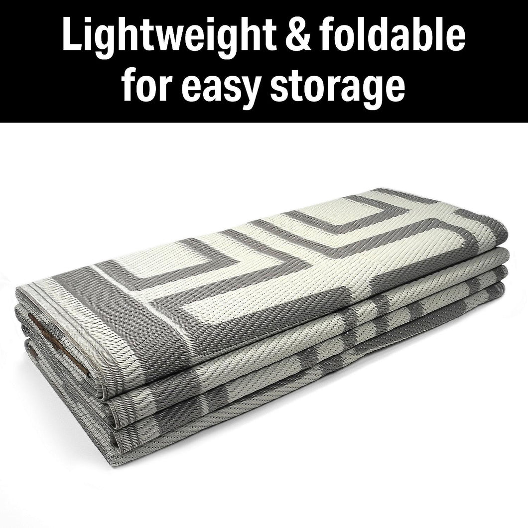FulTyme RV 6068 Outdoor Patio Mat, Grey/Light Tan, 8' x 11' Default Title -Modern Boat Sales & Service