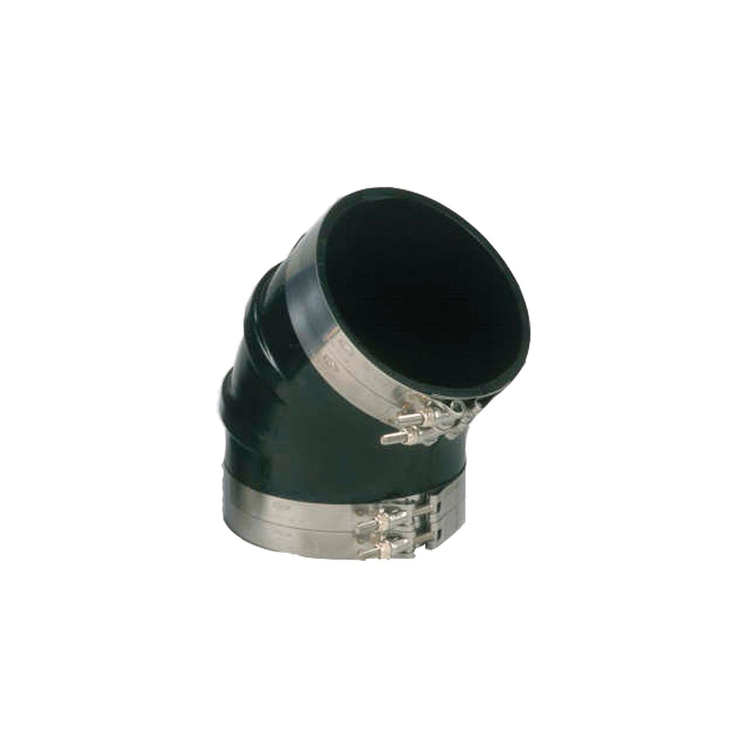 Trident TRL445SS Black Rubber 45A Elbow w/T-Bolt Clamps, 4
