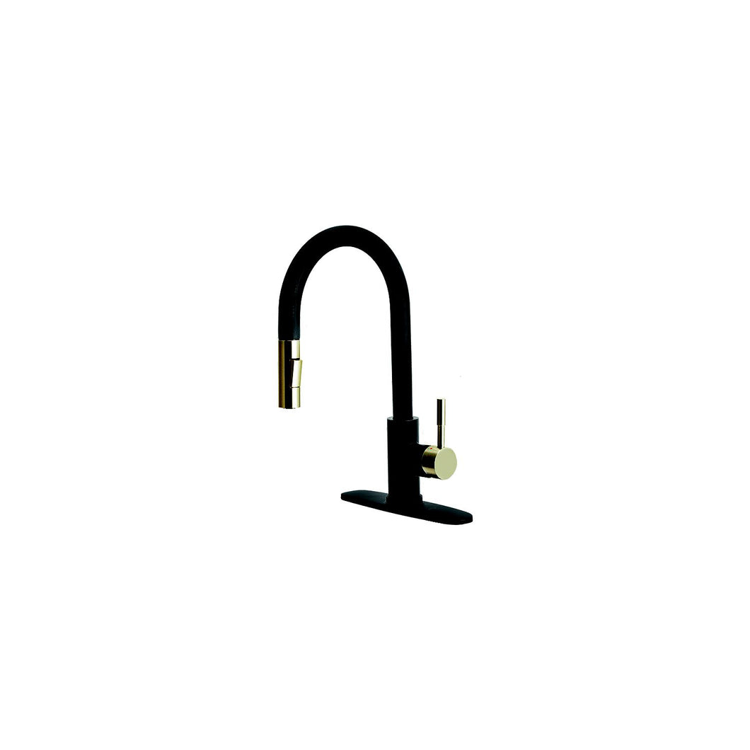 Dura Faucet DFMK530SLKMBSN Streamline Pull-Down Kitchen Faucet, Matte Black - Satin Nickel Default Title -Modern Boat Sales & Service