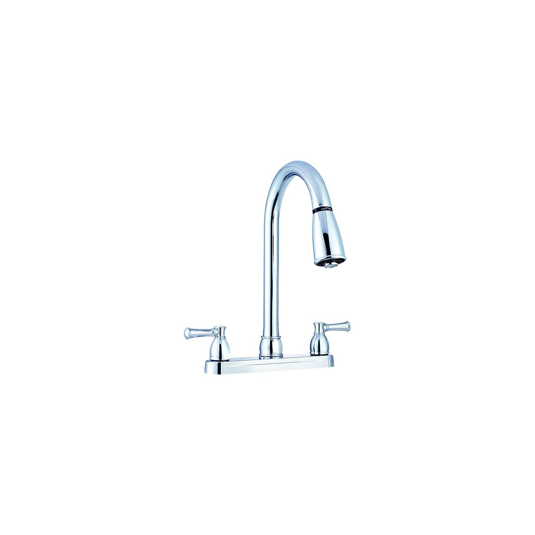 Dura Faucet DFPK350LCP Non-Metallic Dual Lever Pull-Down Kitchen Faucet, Chrome Polished Default Title -Modern Boat Sales & Service