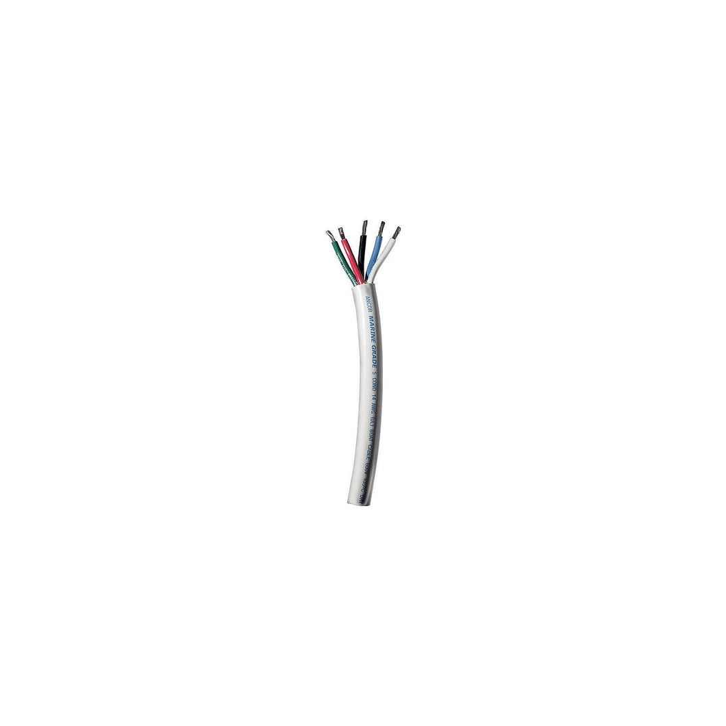 Ancor 155010 Marine Gradeâ„¢ Tinned Copper White Flat Signal Cable, 14/5 AWG, 100', Black/Blue/Green/Brown/Red -Modern Boat Sales & Service