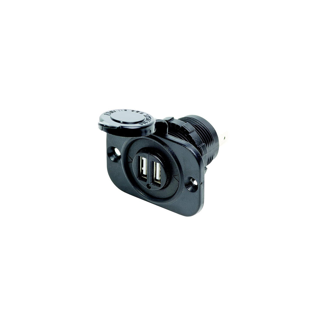 Dual USB Charger Socket, Black -Modern Boat Sales & Service