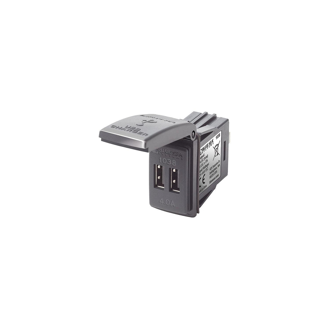 Blue Sea Systems 1038BSS Dual USB Charger Switch Mount 48V DC -Modern Boat Sales & Service