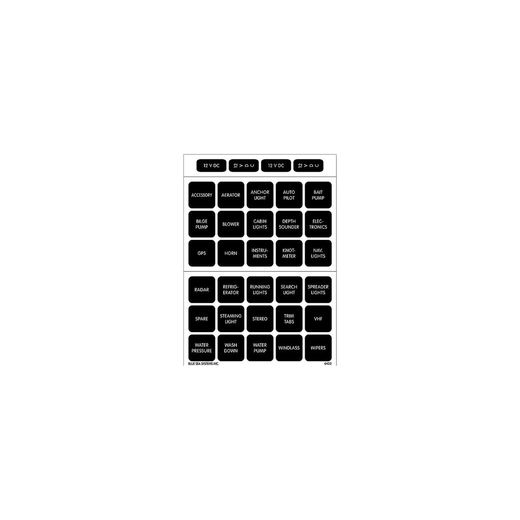 Blue Sea 4215 Waterproof Square Format Label Kit, 60 Label DC Set -Modern Boat Sales & Service