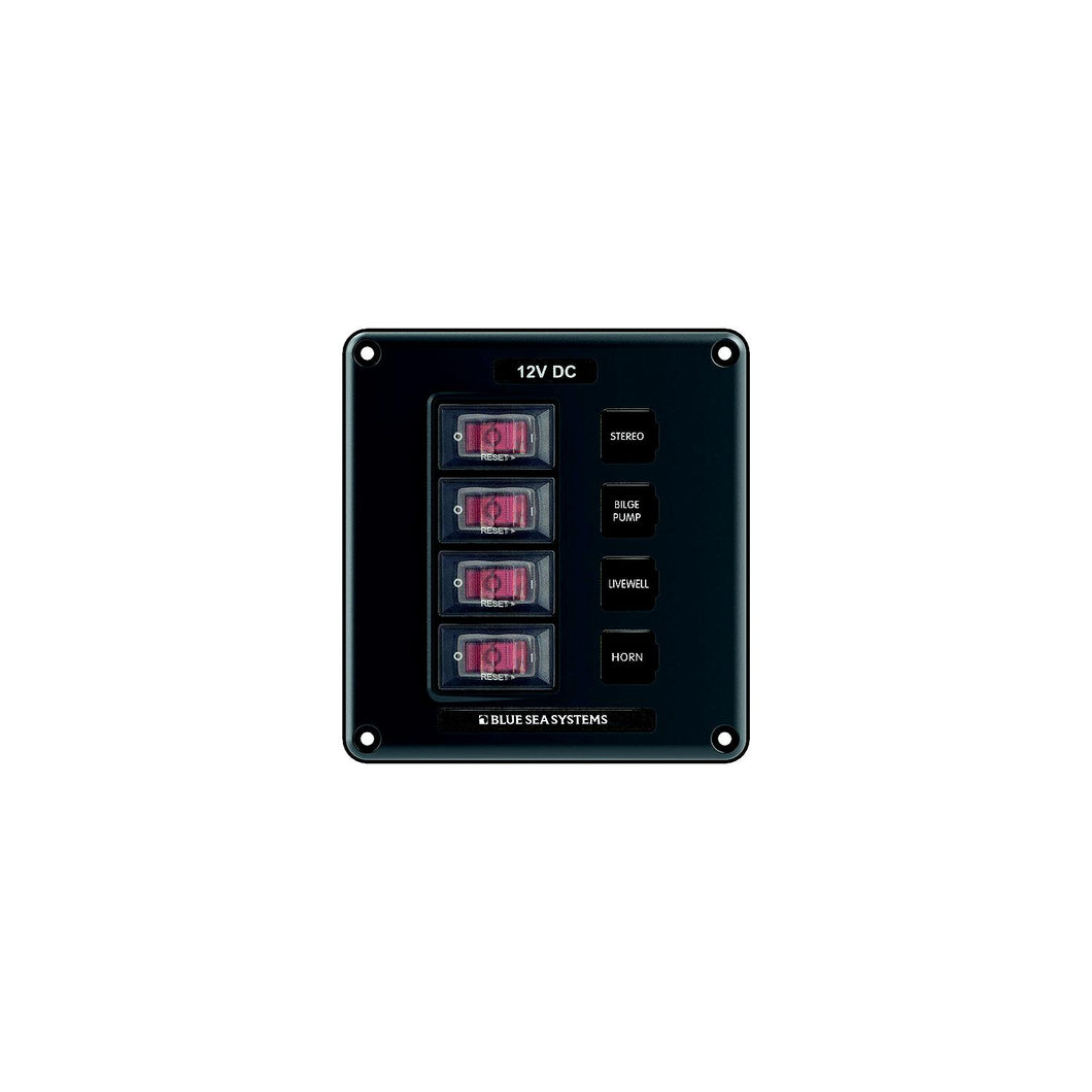 Blue Sea 4320 Water-Resistant Circuit Breaker Switch Panel, 4 Position -Modern Boat Sales & Service
