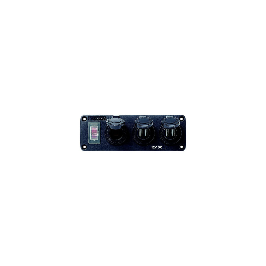 Blue Sea Systems 4365 Water-Resistant USB Accessory Panel, w/12V Socket, 2 x 2.1A Dual USB Charger -Modern Boat Sales & Service