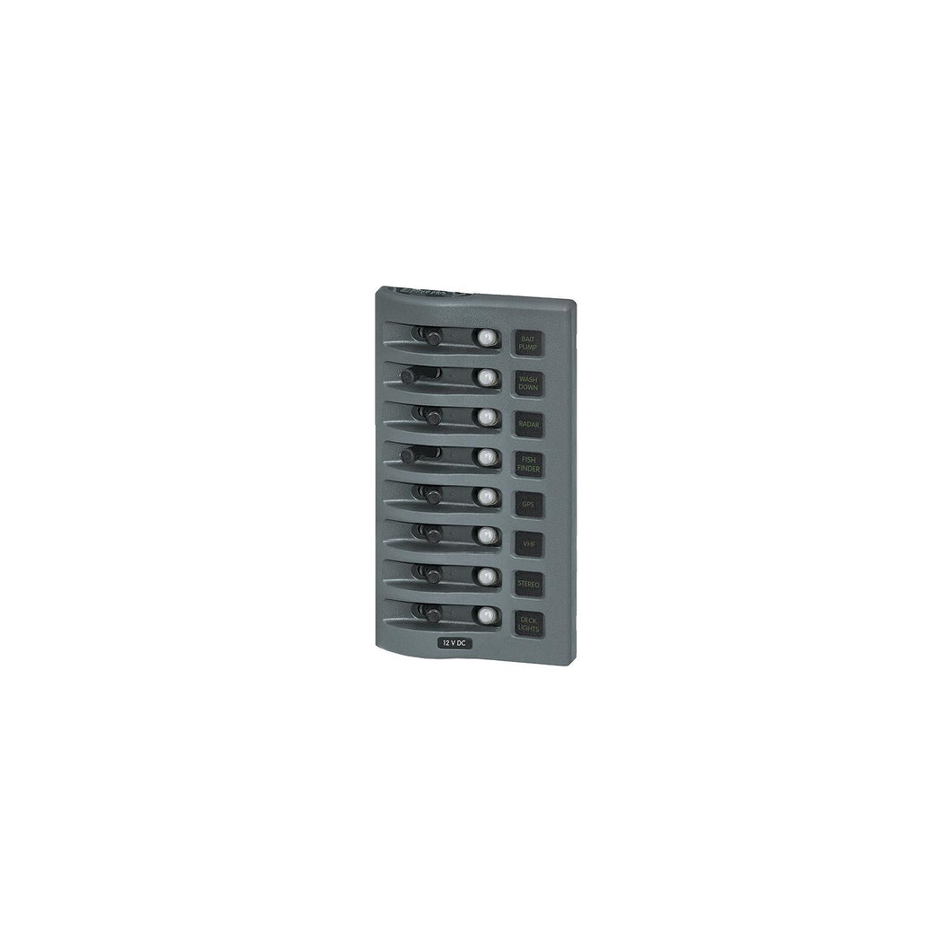 Blue Sea Systems 4378 WeatherDeck 12V DC 8 Position Waterproof Circuit Breaker Panel, Gray -Modern Boat Sales & Service