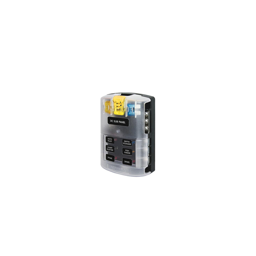 Blue Sea Systems 5025 ST Blade Common Source ATO/ATC Fuse Block w/Negative Bus - 6 Circuits with Cover -Modern Boat Sales & Service