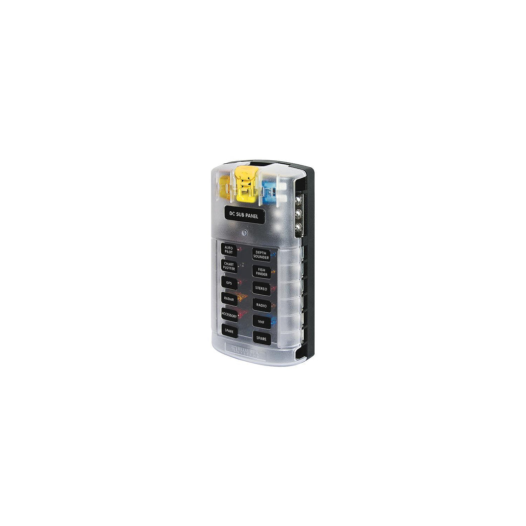 Blue Sea Systems 5026 ST Blade Common Source ATO/ATC Fuse Block w/Negative Bus - 12 Circuits with Cover -Modern Boat Sales & Service