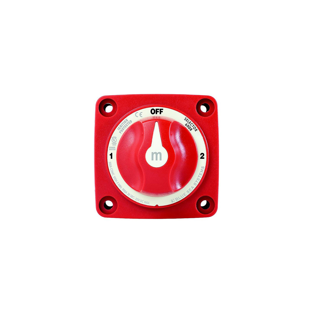 Blue Sea 6008 Battery Switch Mini 3-Position w/Knob, Red -Modern Boat Sales & Service