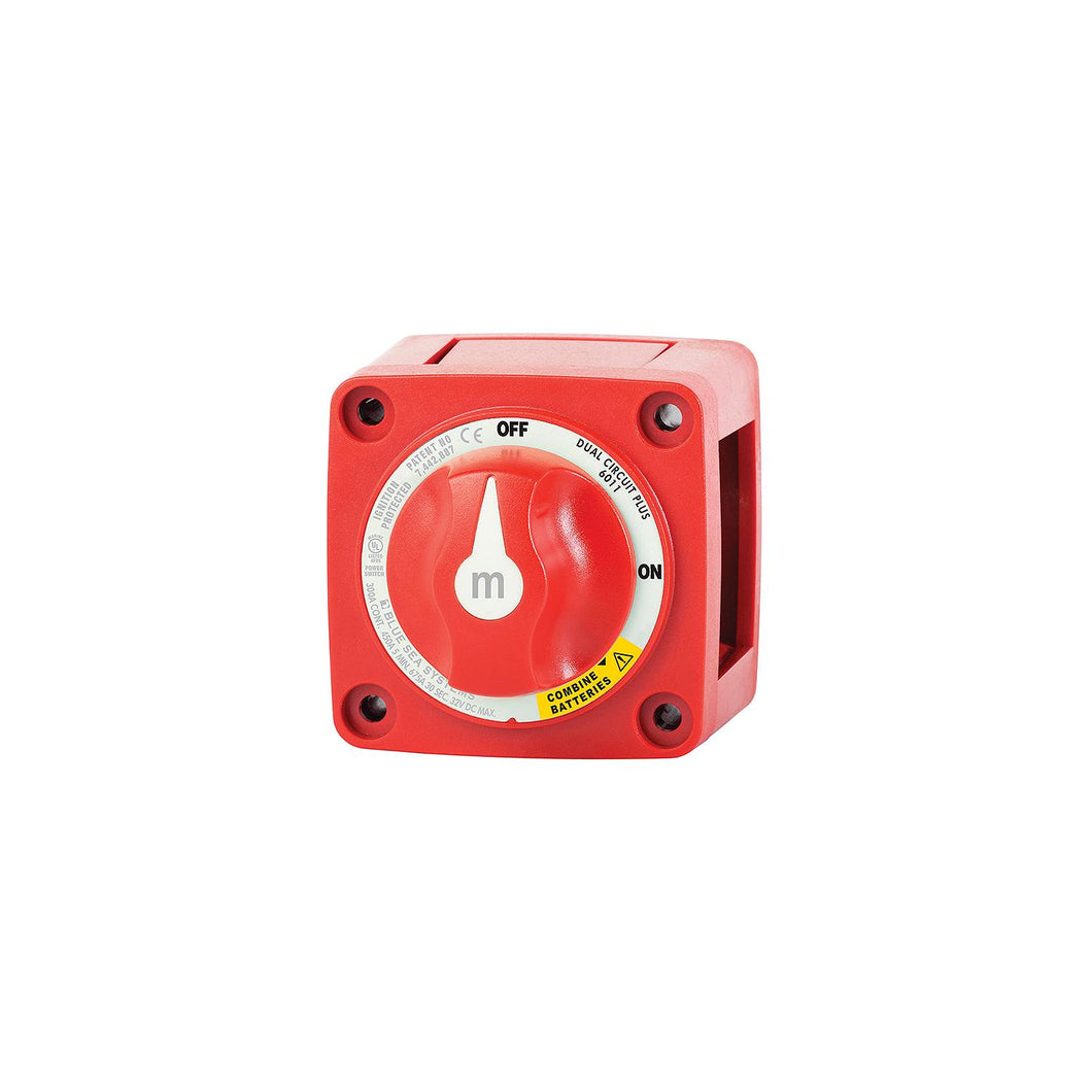 Blue Sea 6011 M Series Dual Circuit Plus On-Off-Both Battery Switch, Red -Modern Boat Sales & Service
