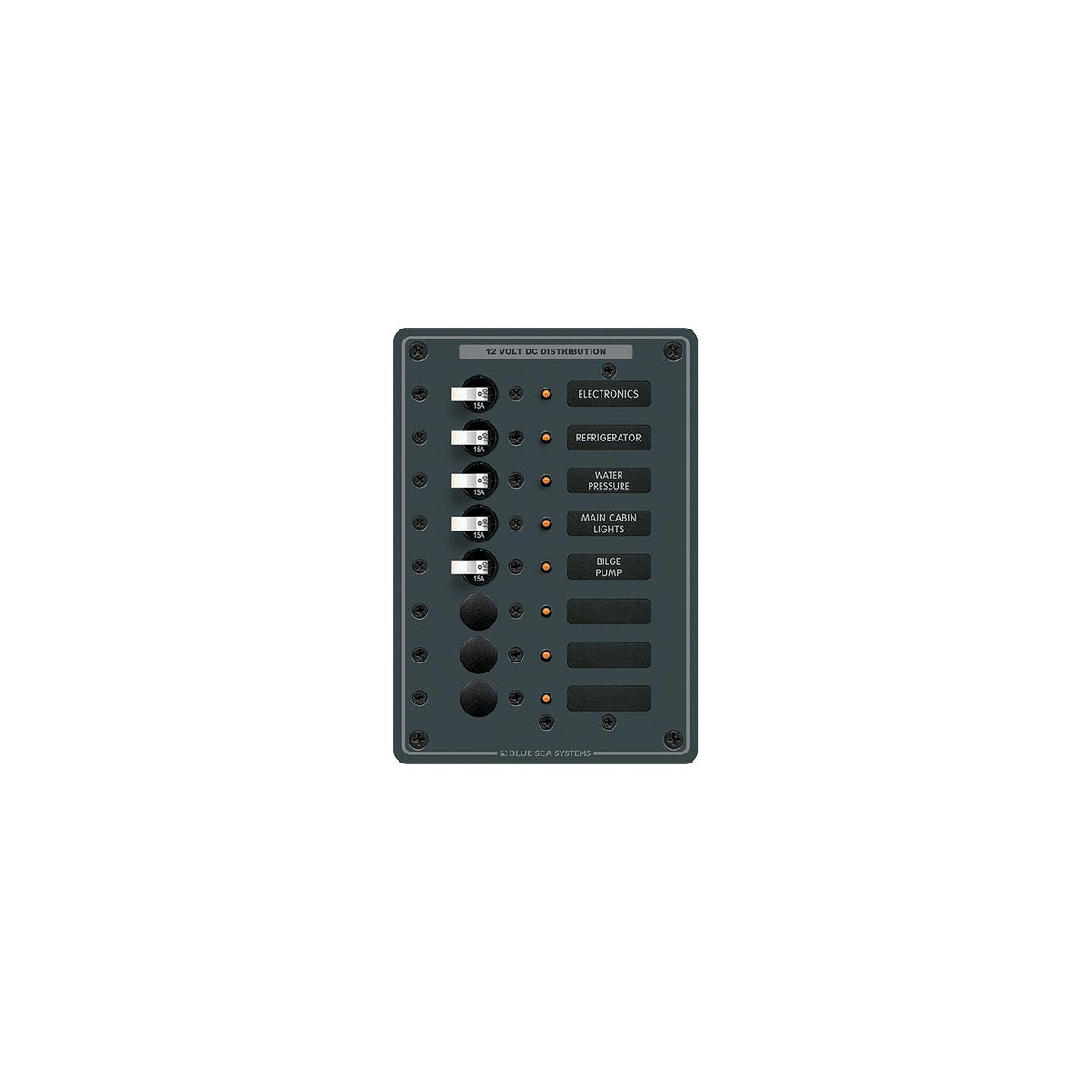 Blue Sea Systems 8023 Traditional Metal DC Circuit Breaker Panel - 8 Positions -Modern Boat Sales & Service