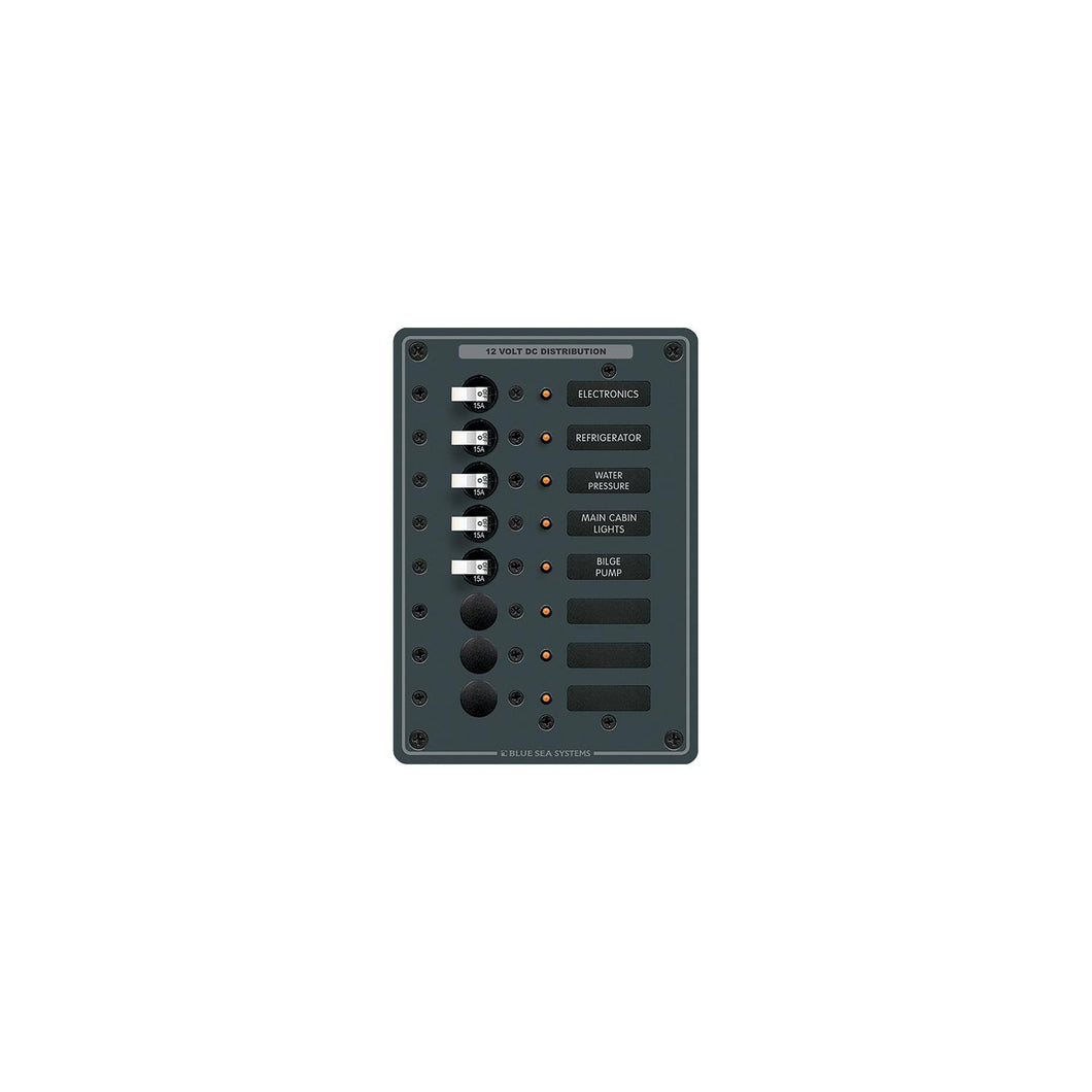 Blue Sea Systems 8023 Traditional Metal DC Circuit Breaker Panel - 8 Positions -Modern Boat Sales & Service