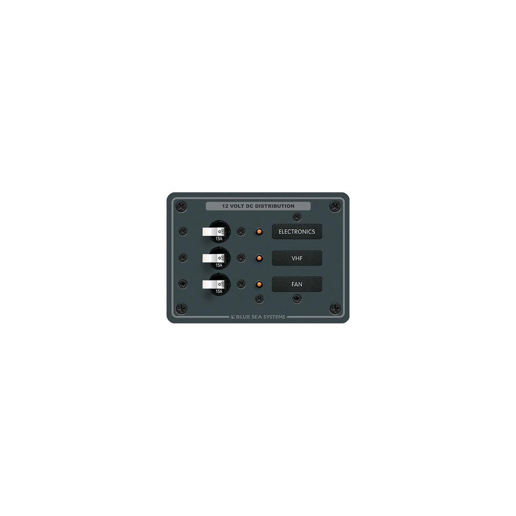 Blue Sea Systems 8025 Traditional Metal DC Circuit Breaker Panel - 3 Positions -Modern Boat Sales & Service