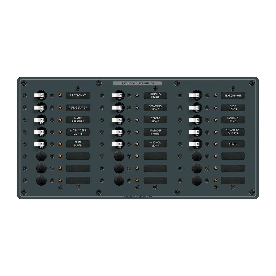 Blue Sea Systems 8264 Traditional Metal DC Circuit Breaker Panel - 24 Positions -Modern Boat Sales & Service