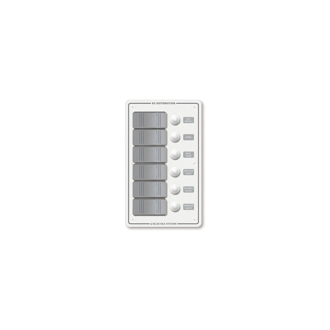 Blue Sea Systems 8273 Contura Water Resistant 12V DC Circuit Breaker Panel - 6 Positions, White -Modern Boat Sales & Service