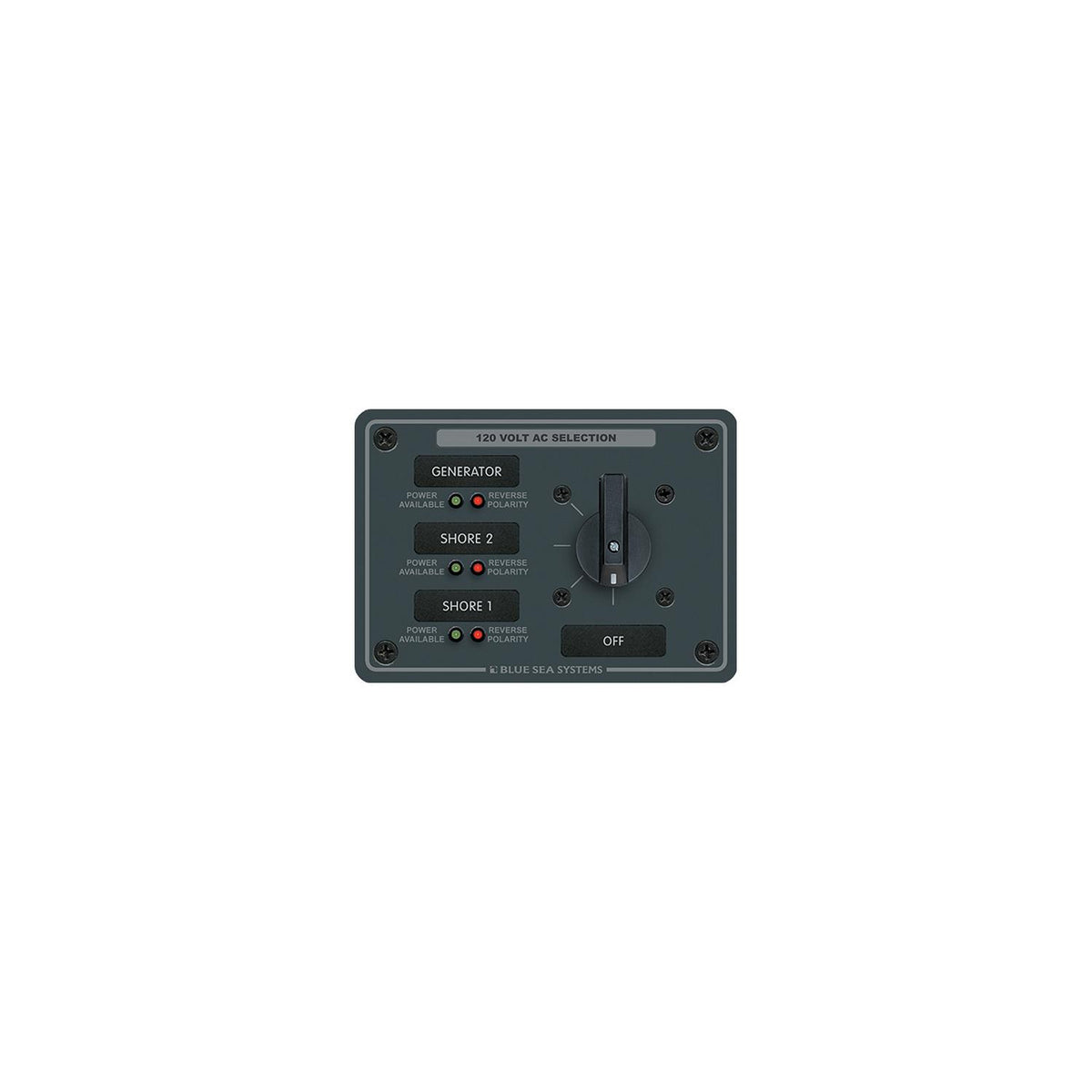 Blue Sea Systems 8366 AC Rotary Switch Panel 30 Amp 3 positions + OFF, 2 Pole -Modern Boat Sales & Service