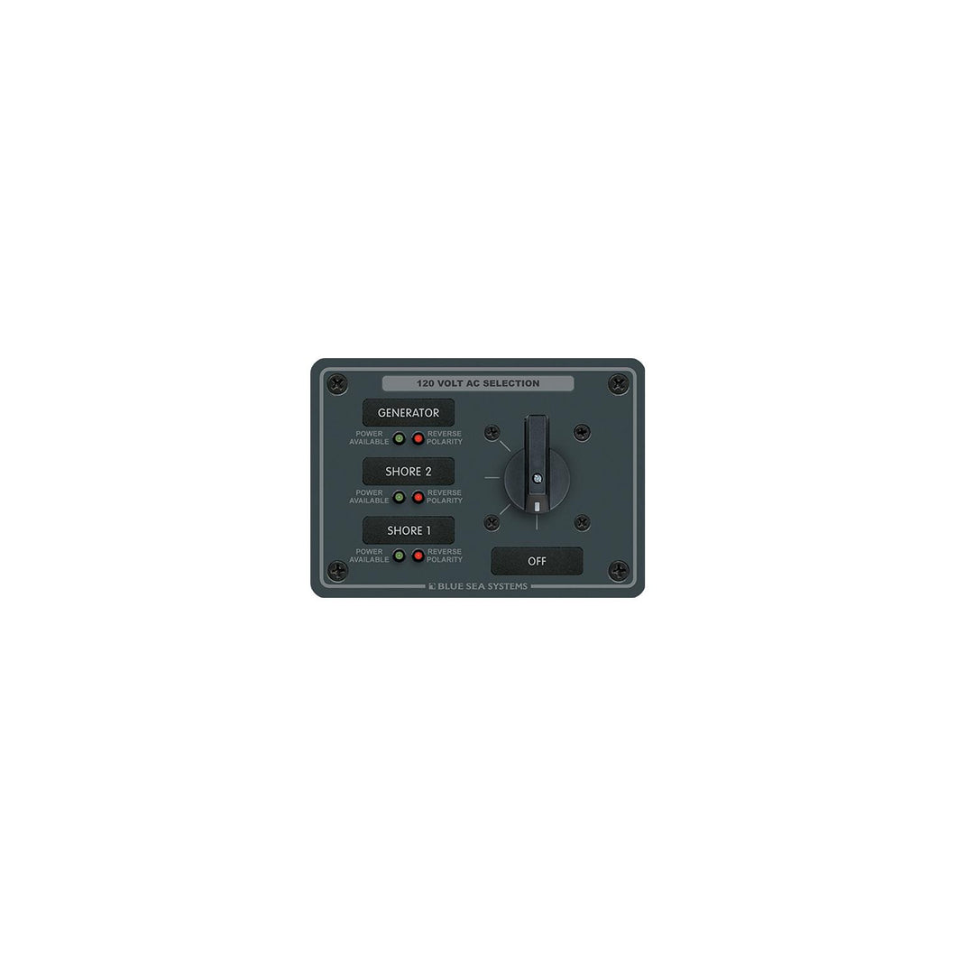 Blue Sea Systems 8366 AC Rotary Switch Panel 30 Amp 3 positions + OFF, 2 Pole -Modern Boat Sales & Service
